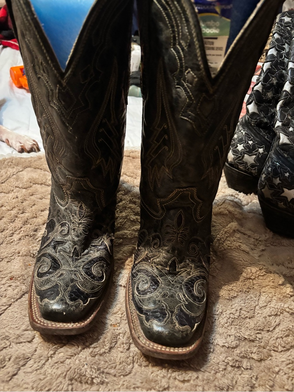 Corral Black Embroidered Western Heeled Cowboy Boots